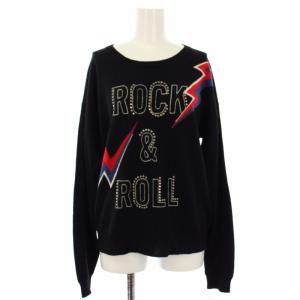 KANSAS BIS ニット セーター 長袖 ロゴ ストーン M 黒 WGMK1104F /TK