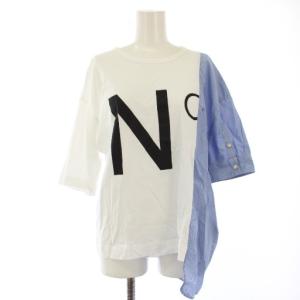 ストライプドッキングTシャツ カットソー 半袖 切替 38 白 青 19SP-F082-4157 /TK