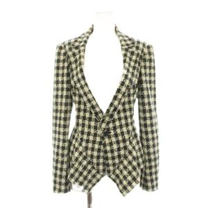 COMME des GARCONS AD2009 テーラードジャケット 背抜き 千鳥格子 S 黒 ブラック