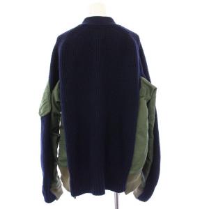 sacai ニットドッキング ボンバージャケット 2 カーキ ネイビー 19-04579