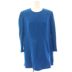 jun ashida セットアップ 上下 チュニック ブラウス 長袖 タイトスカート ひざ丈 絹 シルク 11 青 ブルー PA8203