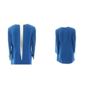 jun ashida セットアップ 上下 チュニック ブラウス 長袖 タイトスカート ひざ丈 絹 シルク 11 青 ブルー PA8203