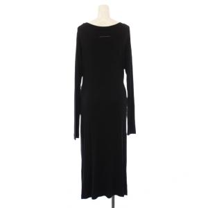 MM6 Maison Margiela ワンピース ミモレ ロング 長袖 クルーネック ストレッチ 無地 S 黒 ブラック /BB
