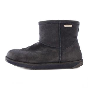 ムートンブーツ ショート スエード ロゴ 24cm チャコールグレー /BB