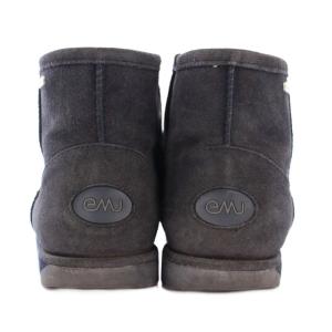 emu ムートンブーツ ショート スエード ロゴ 24cm チャコールグレー /BB