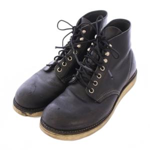 RED WING ショートブーツ レースアップ 厚底 レザー US9 黒 ブラック /BB