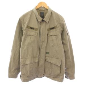 ミリタリージャケット アウター ミドル丈 ロゴ 刺繍 カーキ /BB