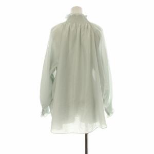 NOBLE 22SS シャーリングシアーブラウス シャツ 長袖 38 緑 グリーン 22051240900110 /OR
