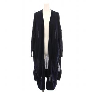 PARU コットンVネック ロング カーディガン ニット 羽織り 七分袖 紺 17080500422030