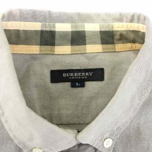 BURBERRY LONDON ボタンダウンシャツ カジュアルシャツ 長袖 裏チェック柄 ロゴ刺繍 L グレー A1M40-300 /KU