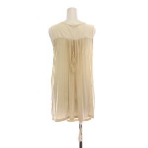 ANN DEMEULEMEESTER チュニック ノースリーブ カットソー レース切替 36 ベージュ 352-21-88009 /YM