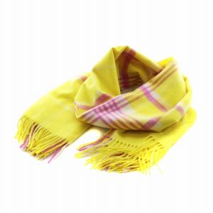 RONHERMAN別注 大判ストール チェック柄 カシミヤ ピンク イエロー 3811000139