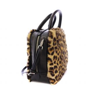 VASIC レオパードエコファー 2WAY ハンドバッグ ショルダーバッグ ヒョウ柄 ベージュ ブラック /KH