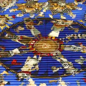 HERMES プリーツカレ Kachinas スカーフ ブルー