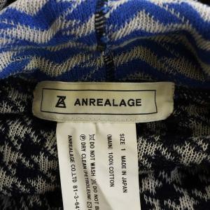 ANREALAGE カーディガン ロング丈 5分袖 フード 総柄 コットン 1 青 ブルー 黒 ブラック /AN41
