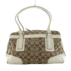 COACH ハンドバッグ シグネチャー キャンバス ブラウン ホワイト 11596 /NQ