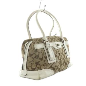 COACH ハンドバッグ シグネチャー キャンバス ブラウン ホワイト 11596 /NQ