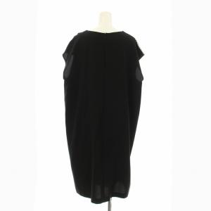 23区 ワンピース ミモレ ロング フレンチスリーブ 格子柄 44 黒 ブラック 白 ホワイト OPWWLA0821