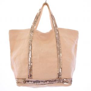 トートバッグ ハンドバッグ スパンコール キャンバス 切替 ピンク /BB
