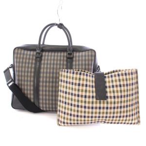 2WAY ブリーフケース ビジネスバッグ 書類カバン ハンドバッグ ショルダーバッグ チェック柄 切替