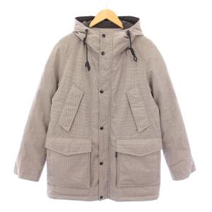 ダウンジャケット アウター フード ショート丈 総柄 ウール 36 茶 ブラウン /BB