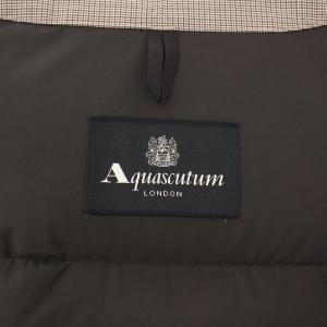 Aquascutum ダウンジャケット アウター フード ショート丈 総柄 ウール 36 茶 ブラウン /BB