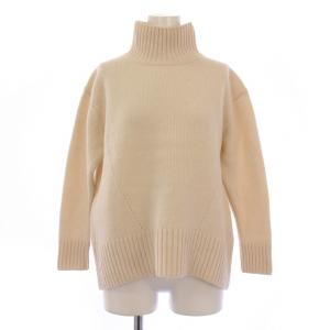 ニット セーター 長袖 ハイネック 無地 ウール 36 ピンクベージュ /BB