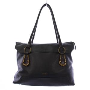 ANNA SUI トートバッグ ハンドバッグ レザー ブラック /KH