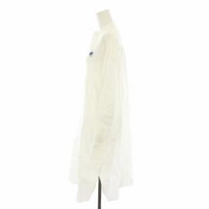 HUNTING WORLD シャツワンピース ロング キーネック 長袖 ロゴ刺繍 麻 リネン タグ付き S 白 ホワイト 77251