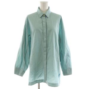 シャツ ブラウス 長袖 麻 リネン混 XL ライトグリーン 640-77210 /AN38 JS