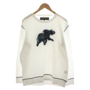 Tシャツ カットソー 長袖 ゾウ柄 コットン XL 白 ホワイト 620-66602 /AN37 JS