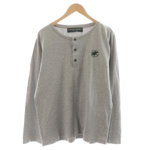 Tシャツ カットソー 長袖 ヘンリーネック ロゴ刺繍 XL グレー 02TS01 /AN48 JS