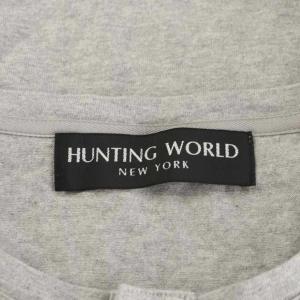 HUNTING WORLD Tシャツ カットソー 長袖 ヘンリーネック ロゴ刺繍 XL グレー 02TS01 /AN48 JS