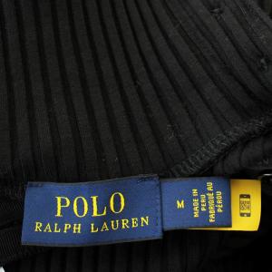 POLO RALPH LAUREN リブ カットソー 長袖 ハイネック M 黒 ブラック /G