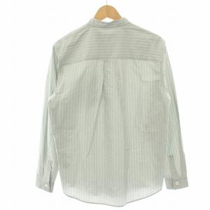 A.P.C. バンドカラーシャツ ノーカラーシャツ ストライプ 長袖 XS グレー 白 ホワイト 24203-1-71431