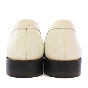 TOD'S Tリング ローファー ローヒール フリンジ レザー 35 白 ホワイト /BB