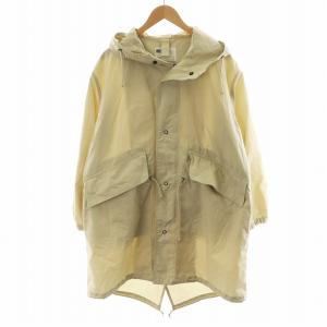 WASHED COTTON NYLON コート ロング丈 フード S ベージュ 596-2110500