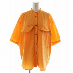 24SS bustier shirt シャツ ブラウス 5分袖 ナイロン M オレンジ 470HS830-0900