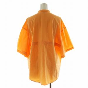 nagonstans 24SS bustier shirt シャツ ブラウス 5分袖 ナイロン M オレンジ 470HS830-0900
