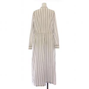 BEARDSLEY シャツワンピース マキシ ロング 長袖 バンドカラー ストライプ柄 F 白 ホワイト BEZ1021309A0009