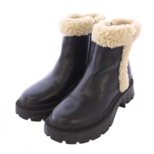 COACH ショートブーツ レザー ボア 厚底 タンクソール 23cm 黒 ブラック /BB