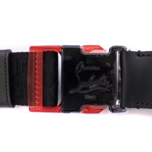 Christian Louboutin Loubiclic Belt ルービクリックベルト ナイロン ロゴ 総柄 バイカラー 黒 ブラック 赤
