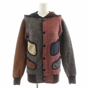 ビーチクロスパーカー ニット コットン 長袖 1 マルチカラー グレー 赤 レッド 青 ブルー /AN30