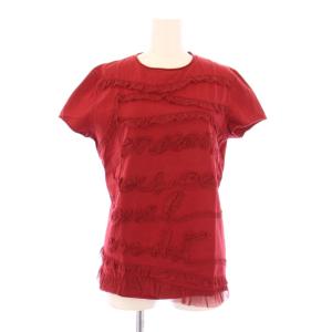 90’s カットソー ストレッチ チュール レース フリル 装飾 レッド