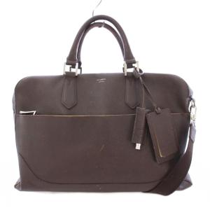 2WAY ブリーフケース ビジネスバッグ 書類カバン ハンドバッグ ショルダーバッグ ロゴチャーム 茶