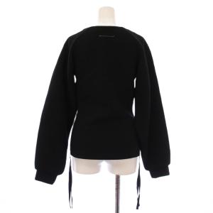 MM6 Maison Margiela カットソー 長袖 クルーネック ストレッチ サイドファスナー S 黒 ブラック /BB