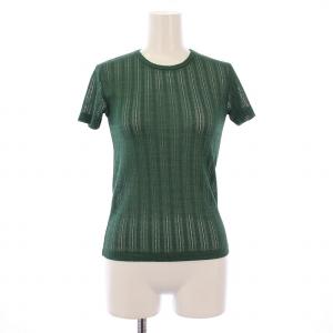 Tシャツ 半袖 クルーネック シアー シースルー ストレッチ XS 緑 グリーン /BB