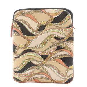 ポーチ 総柄 レザー マルチカラー ベージュ 黒 ブラック /AN4