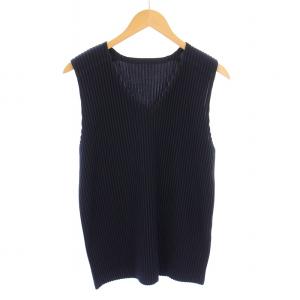 BASICS ベスト プルオーバー プリーツ加工 2 ネイビー