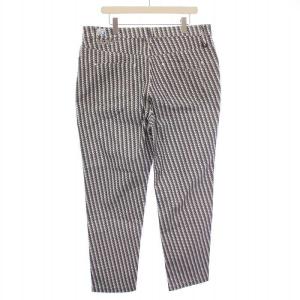 PEARLY GATES ゴルフウェア テーパードパンツ スラックス ジップフライ ストレッチ ロゴ 総柄 7 白 ホワイト 紺